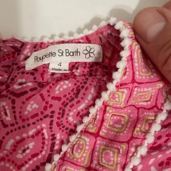 Poupette St. Barth Pink Ruffled Smocked Sundress. Kids, girls 4T